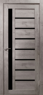 Межкомнатная дверь Вертикаль Дуб дымчатый Черное стекло