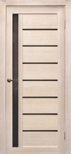 Межкомнатная дверь Вертикаль Лиственница крем Черное стекло