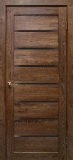 Межкомнатная дверь Линия Дуб шоколадный Черное стекло