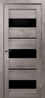 Межкомнатная дверь Параллель Дуб дымчатый Черное стекло