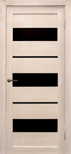 Межкомнатная дверь Параллель Лиственница крем Черное стекло