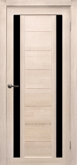 Межкомнатная дверь Тандем Лиственница крем Черное стекло