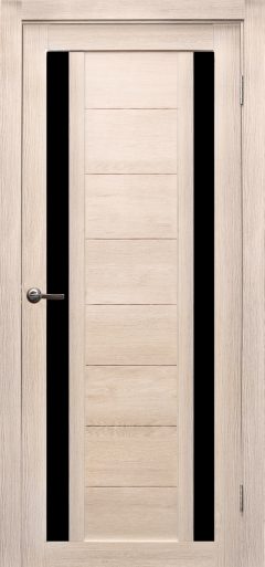 Межкомнатная дверь Тандем Лиственница крем Черное стекло