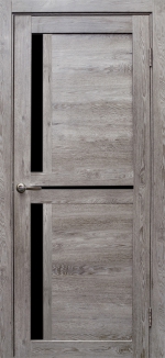 Межкомнатная дверь Медиана Дуб дымчатый Черное стекло