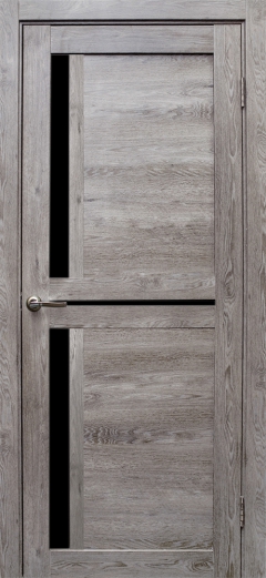 Межкомнатная дверь Медиана Дуб дымчатый Черное стекло