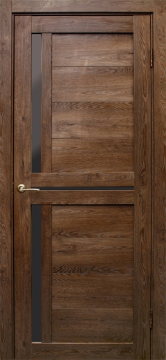 Межкомнатная дверь Медиана Дуб шоколадный Черное стекло