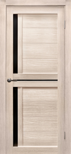 Межкомнатная дверь Медиана Лиственница крем Черное стекло