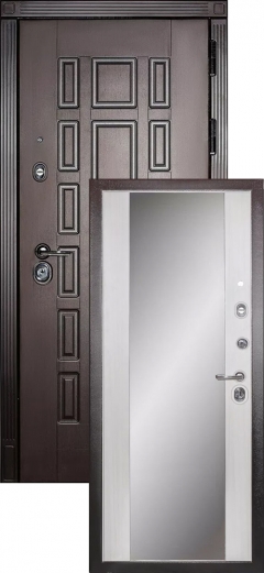 Сейф-дверь Сударь МД-38 Венге/Сандал белый ЗЕРКАЛО